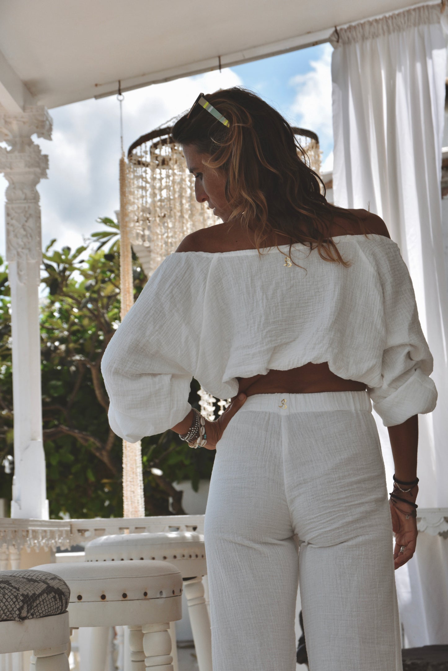 Organic White off the shoulder top