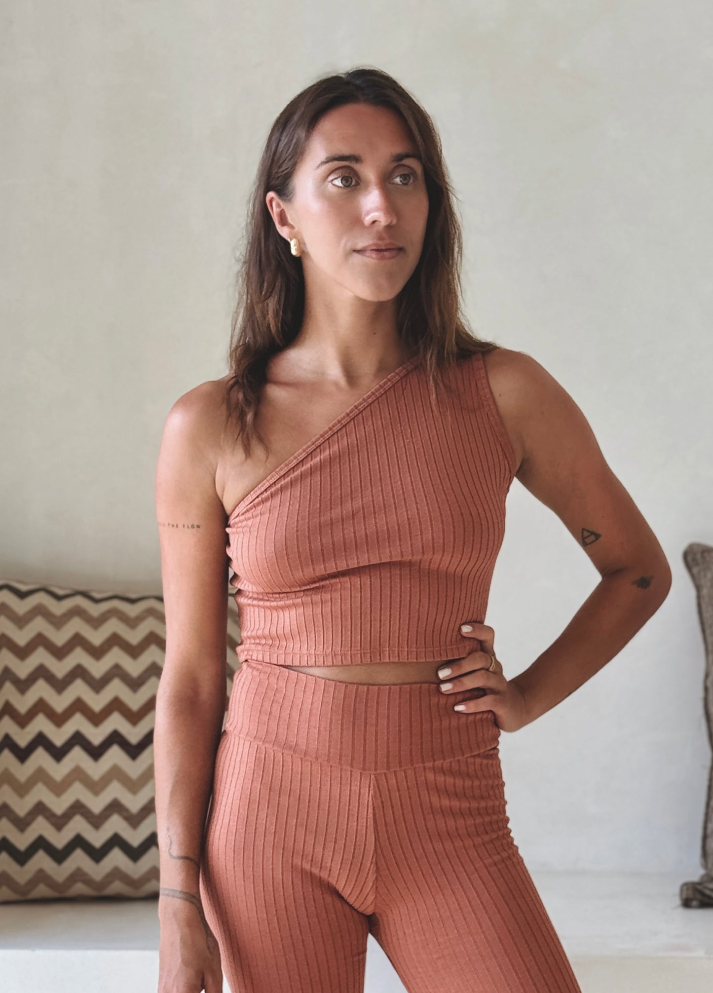 Ribbed Ecovero™ Bamboo Black Terracotta Top