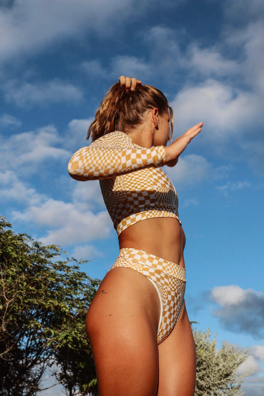 Yellow Check Surf bikini