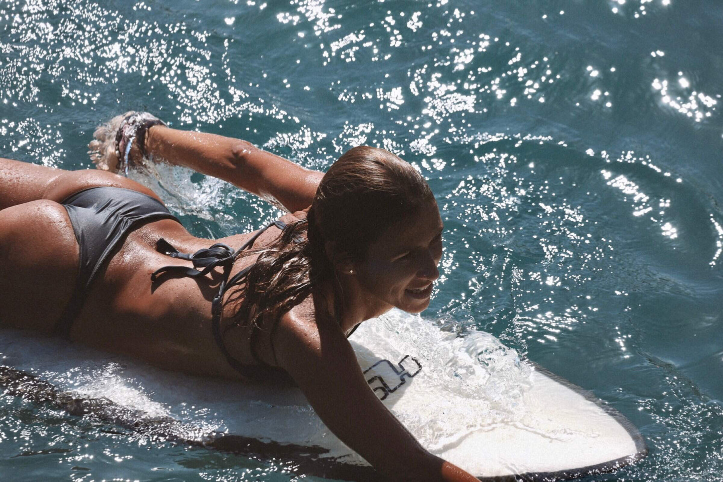 Smooth crosseback stoked grey bikini