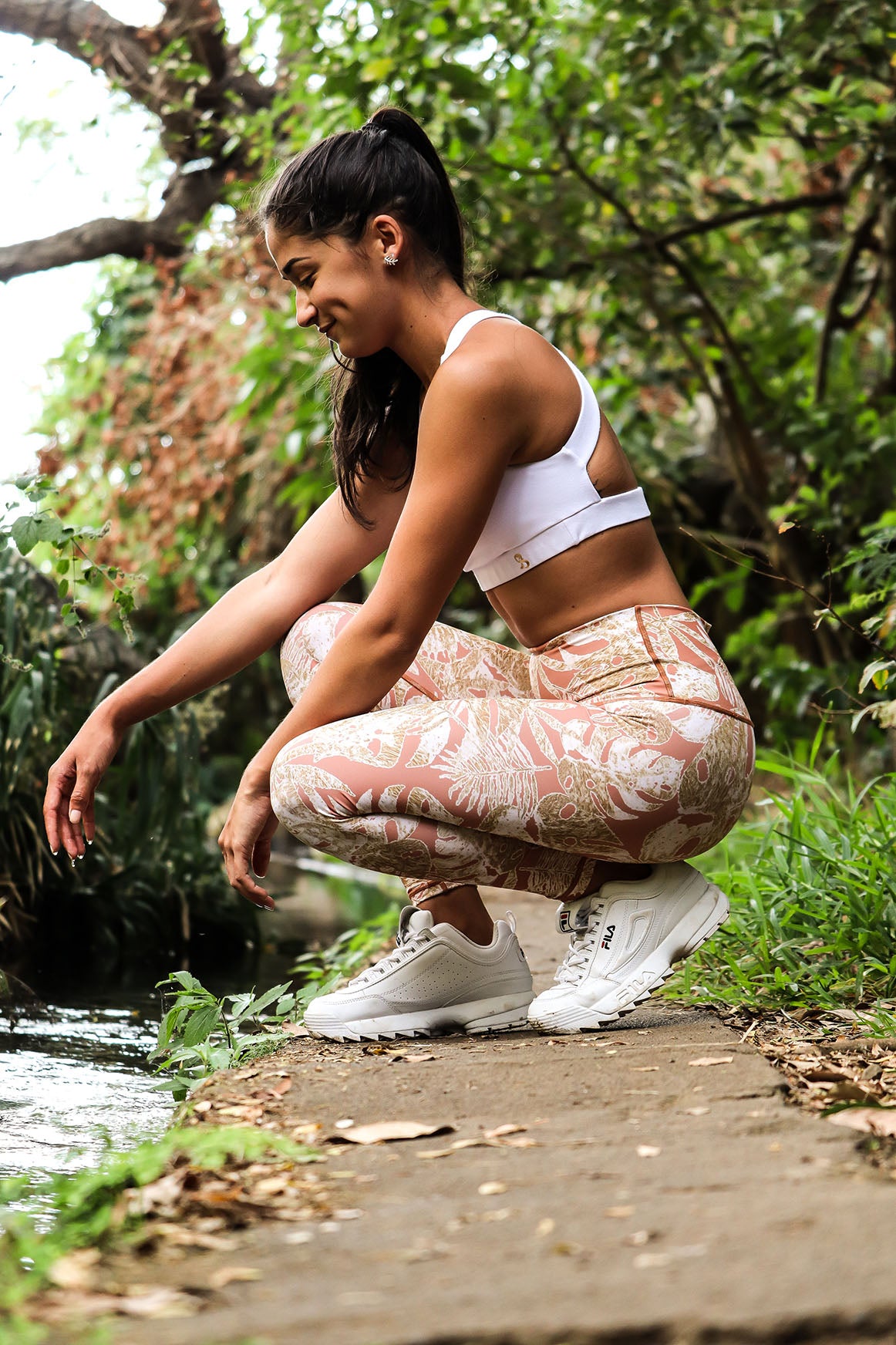Tropical peach gold leggings