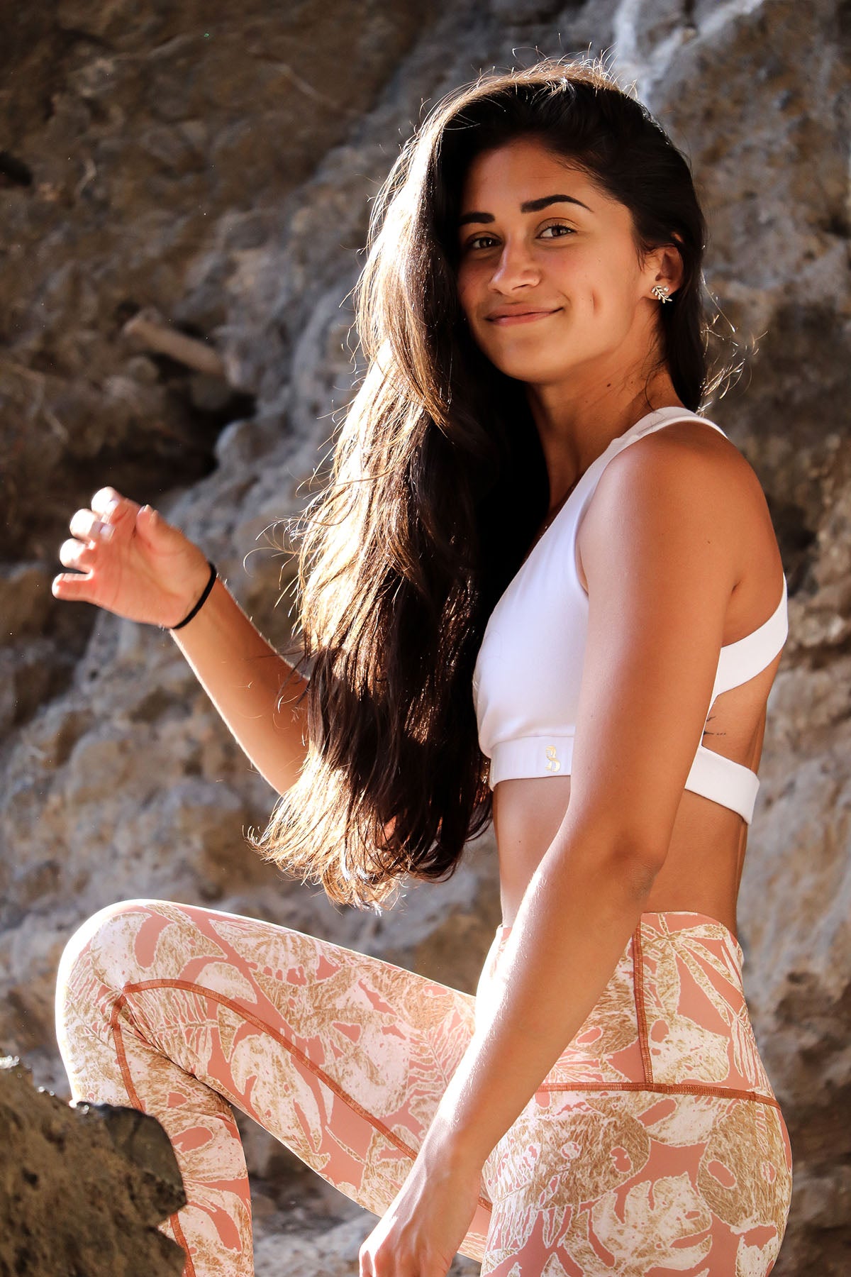 Tropical peach gold leggings
