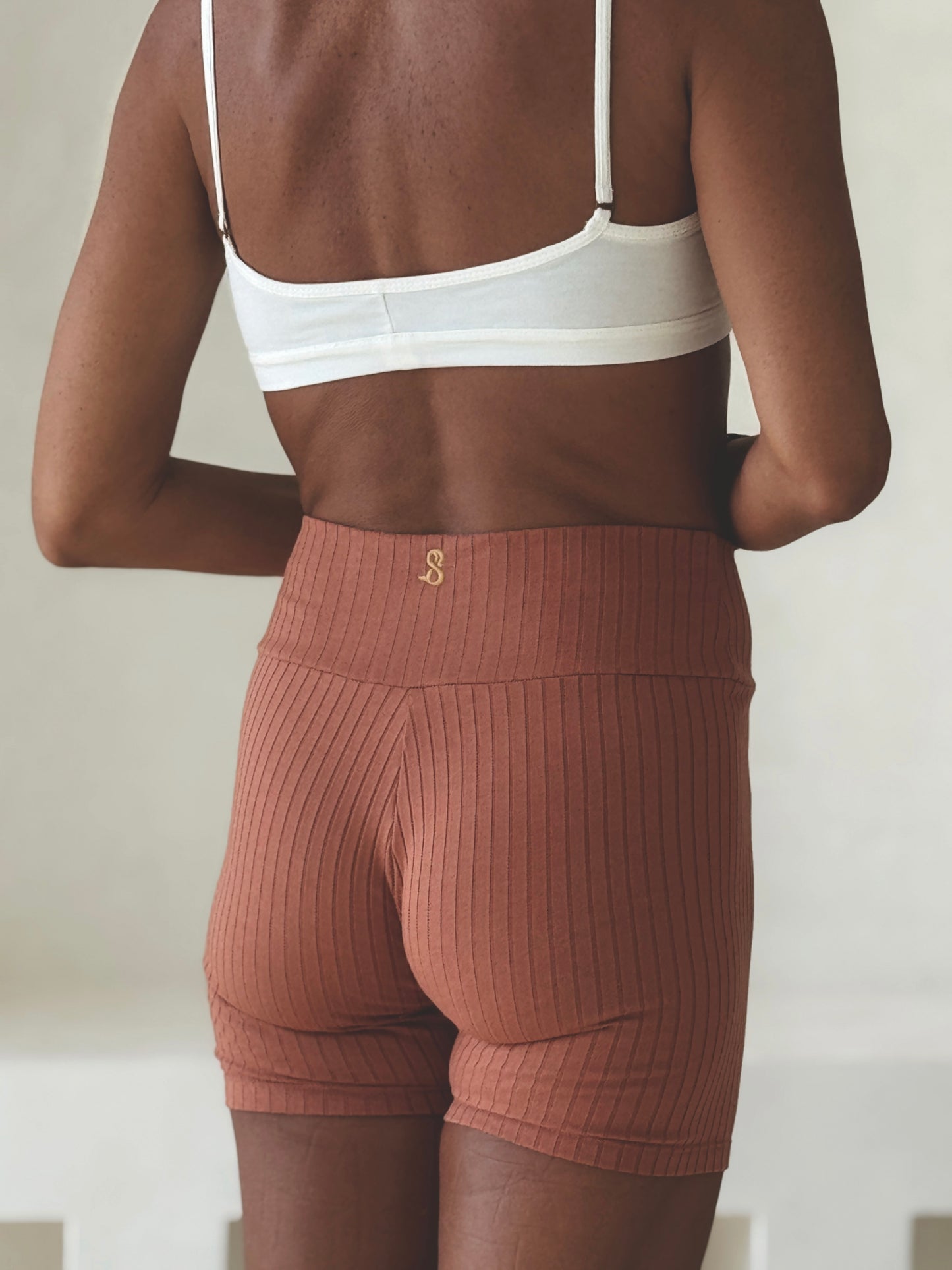 Ribbed Ecovero™ Bamboo Terracotta Shorts