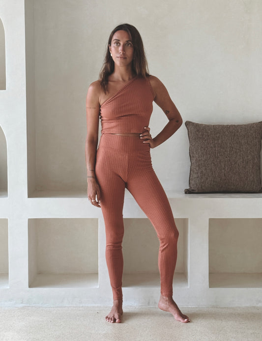 Ribbed Ecovero™ Bamboo Terracotta Leggings